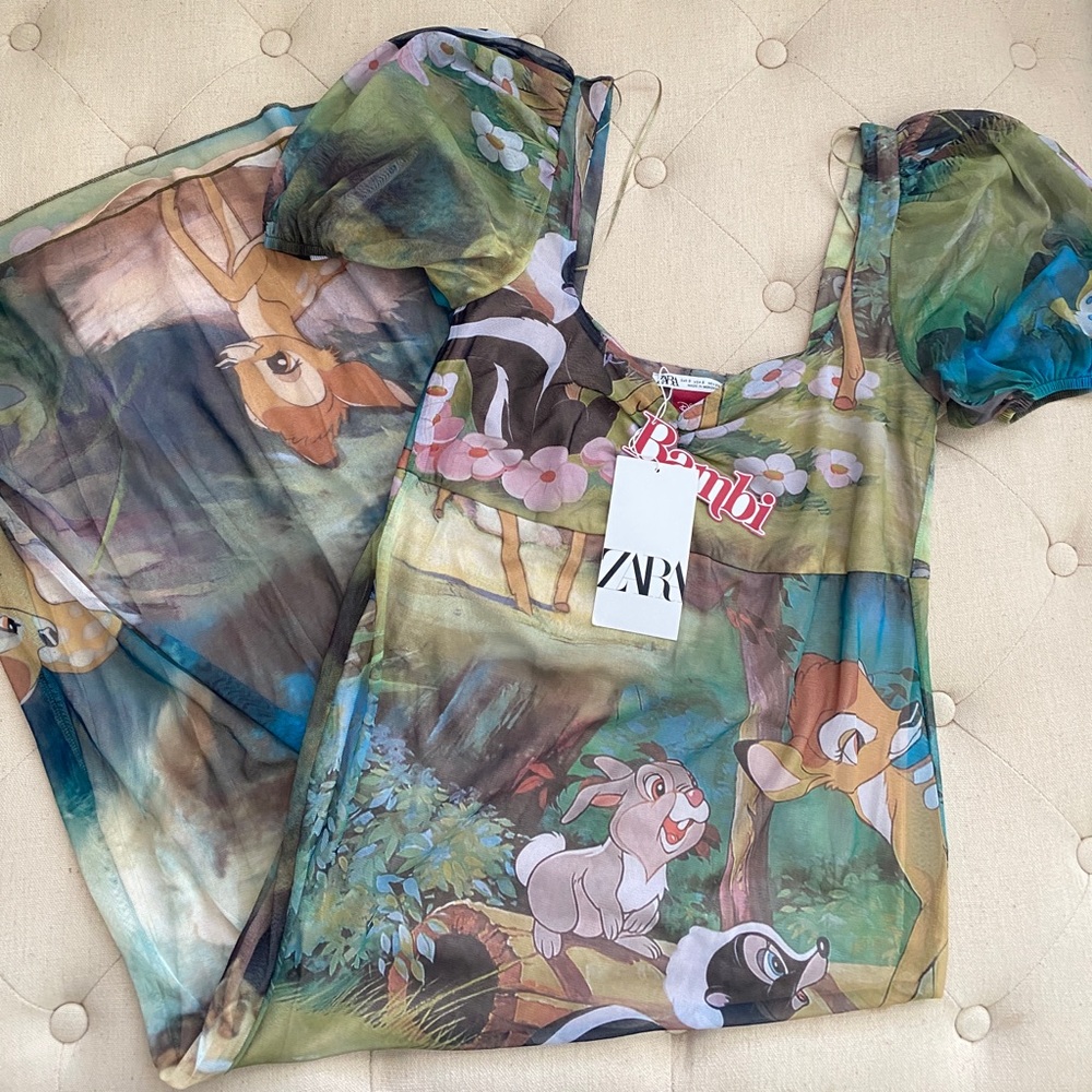 NWT Zara Disney Bambi Tulle summer pull on dress size S